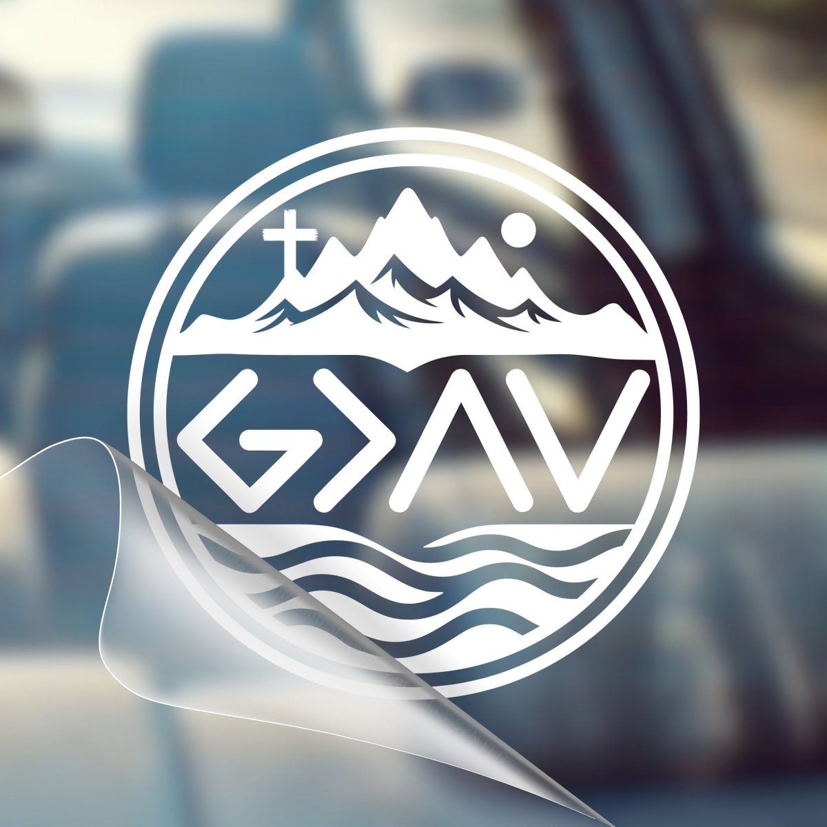 God is Greater Than The Ups and Downs – Christian Car Decal Sticker - RallySZN™ Gifts and More!
