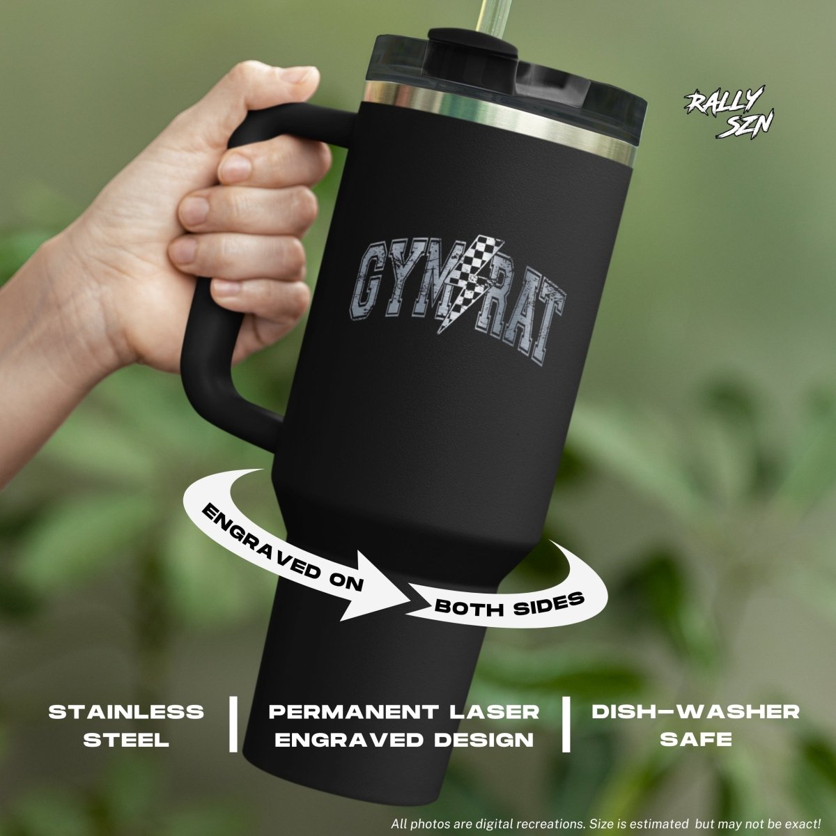 Gym Rat – 40 oz Stainless Steel Tumbler with Straw - RallySZN™ Gifts and More!