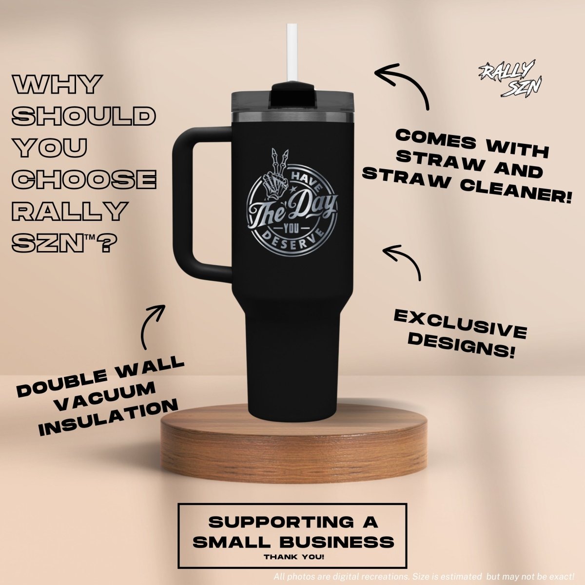 Have The Day You Deserve – 40 oz Stainless Steel Tumbler with Straw - RallySZN™ Gifts and More!