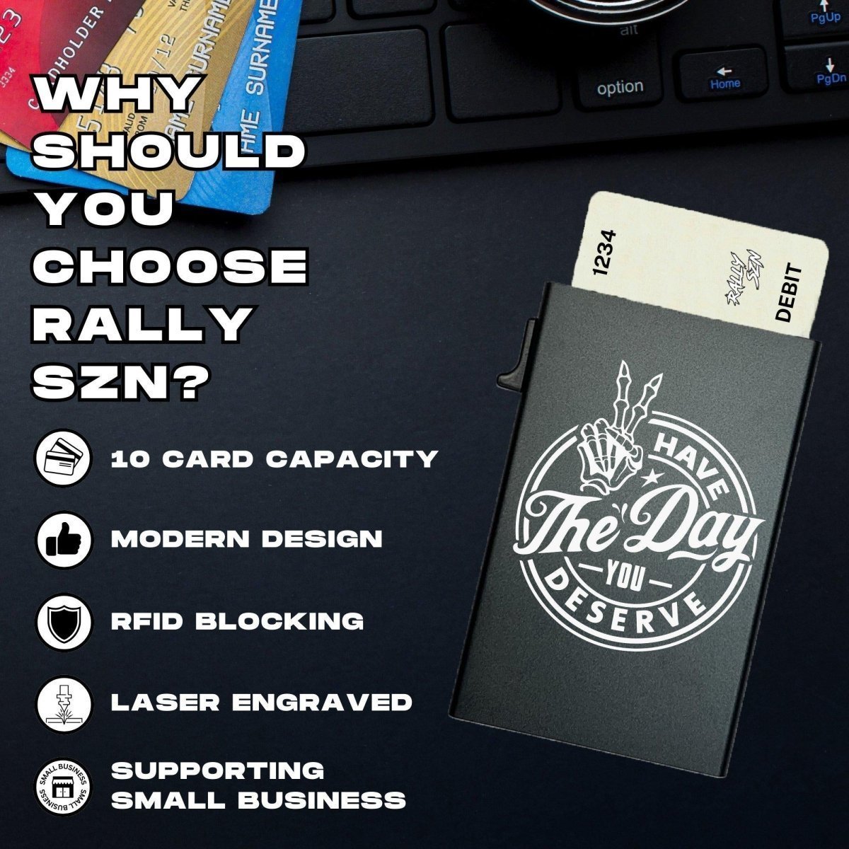 Have The Day You Deserve – RFID Blocking Pop - Up Card Holder Wallet - RallySZN™ Gifts and More!