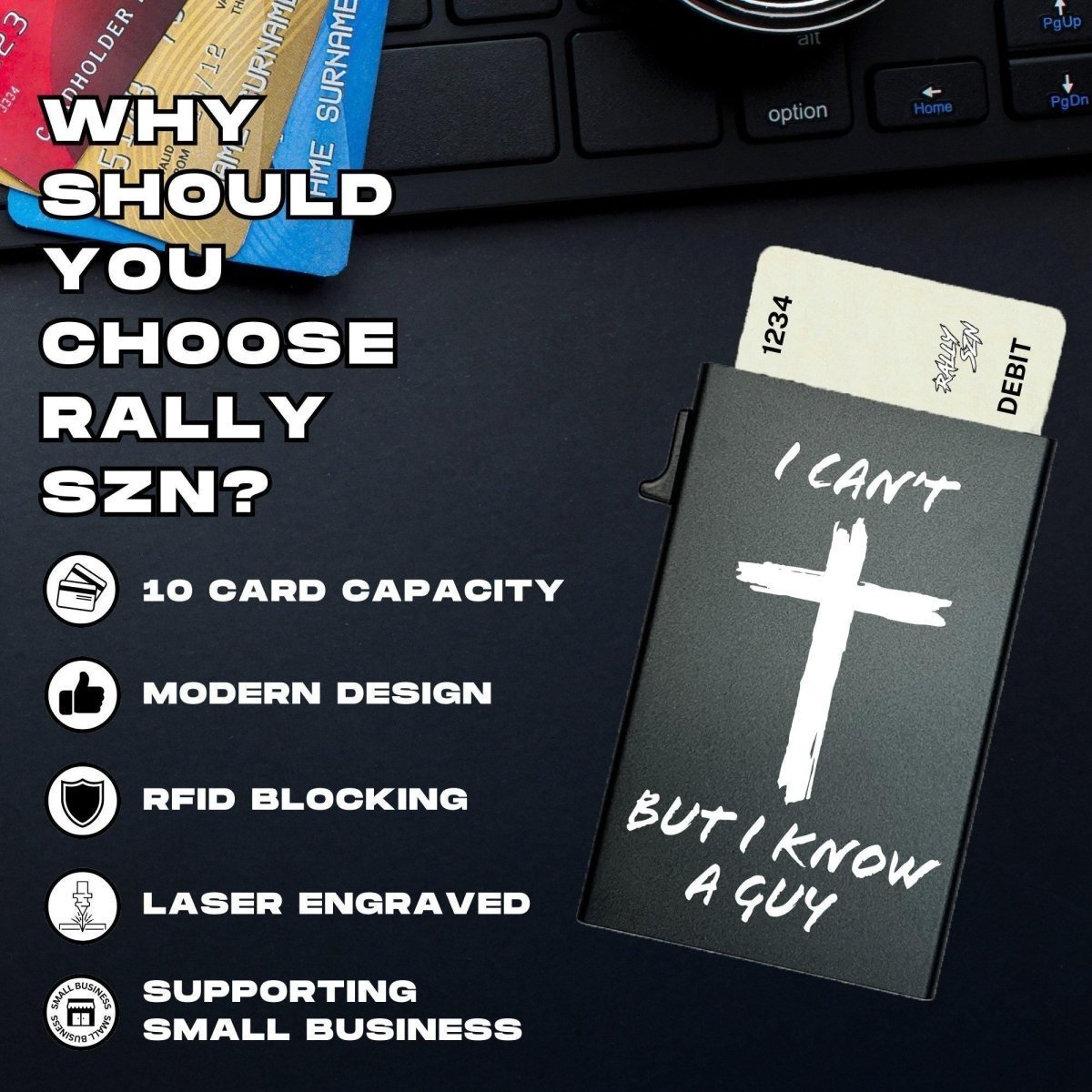 I Can't But I know A Guy – RFID Blocking Pop - Up Card Holder Wallet - RallySZN™ Gifts and More!