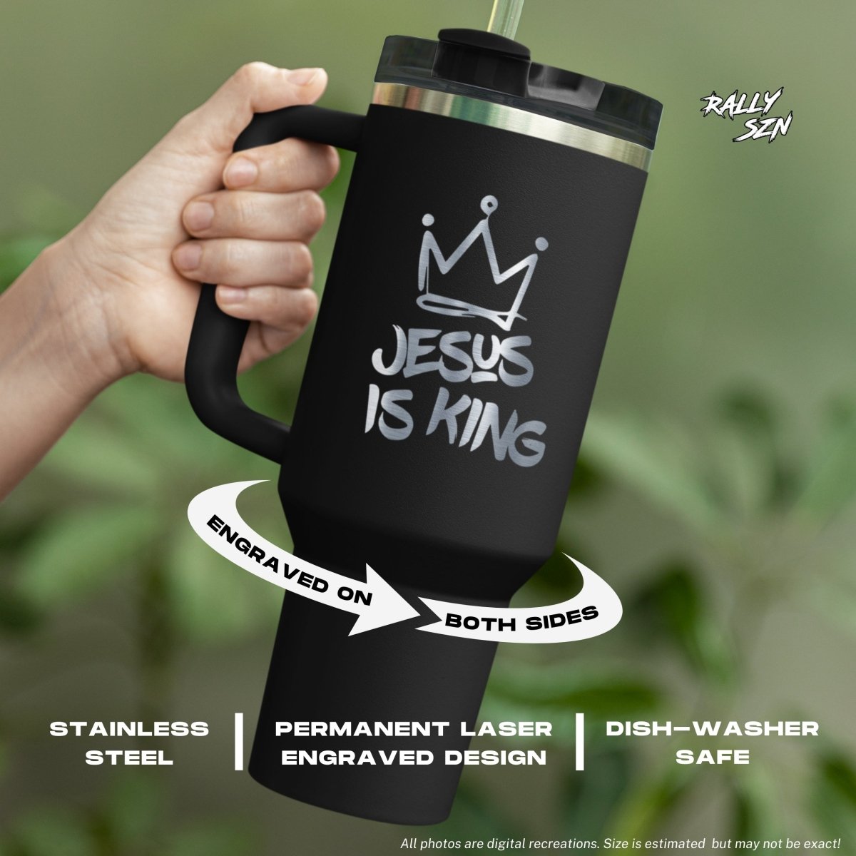 Jesus Is King – 40 oz Stainless Steel Tumbler with Straw - RallySZN™ Gifts and More!