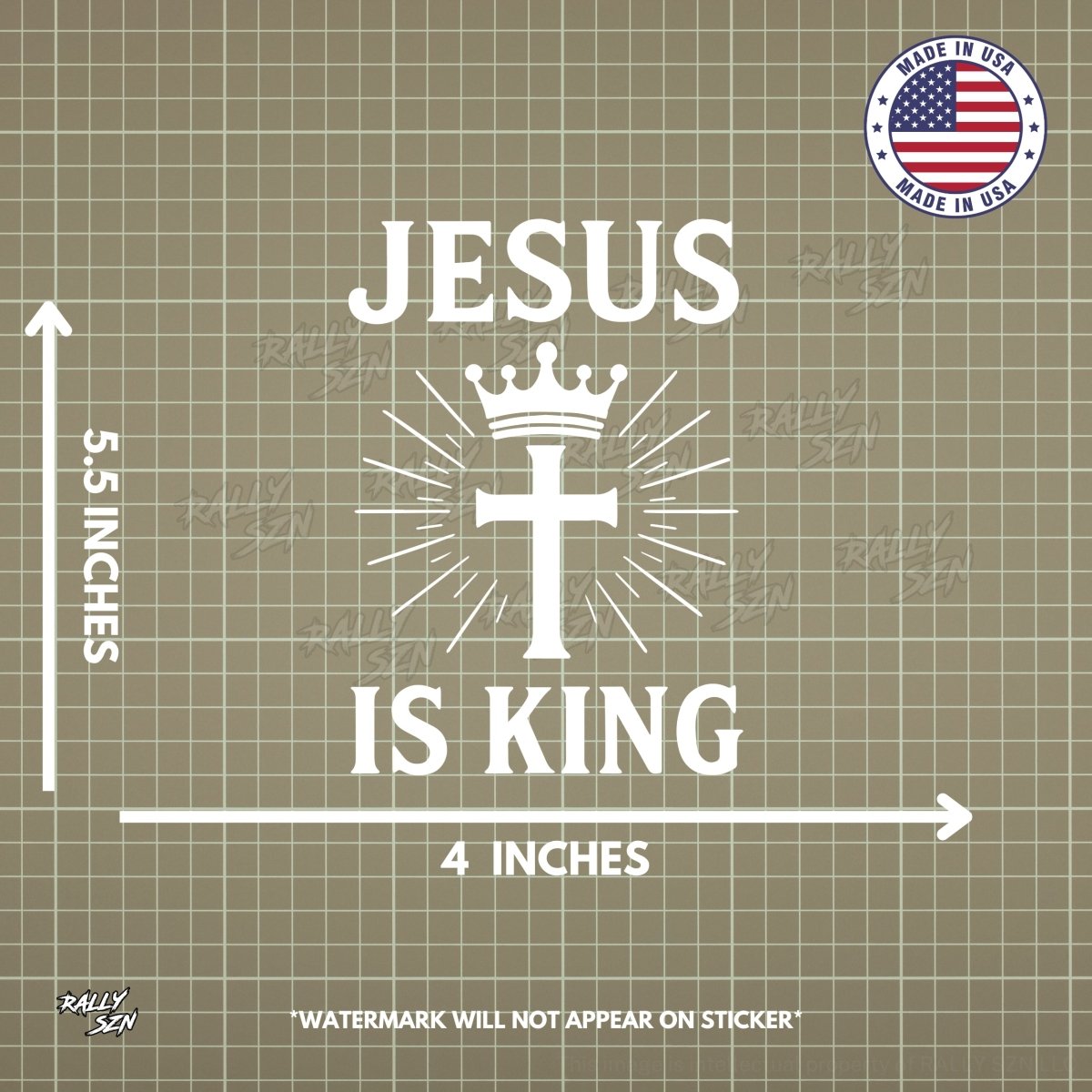 Jesus Is King – Christian Car Decal Sticker - RallySZN™ Gifts and More!