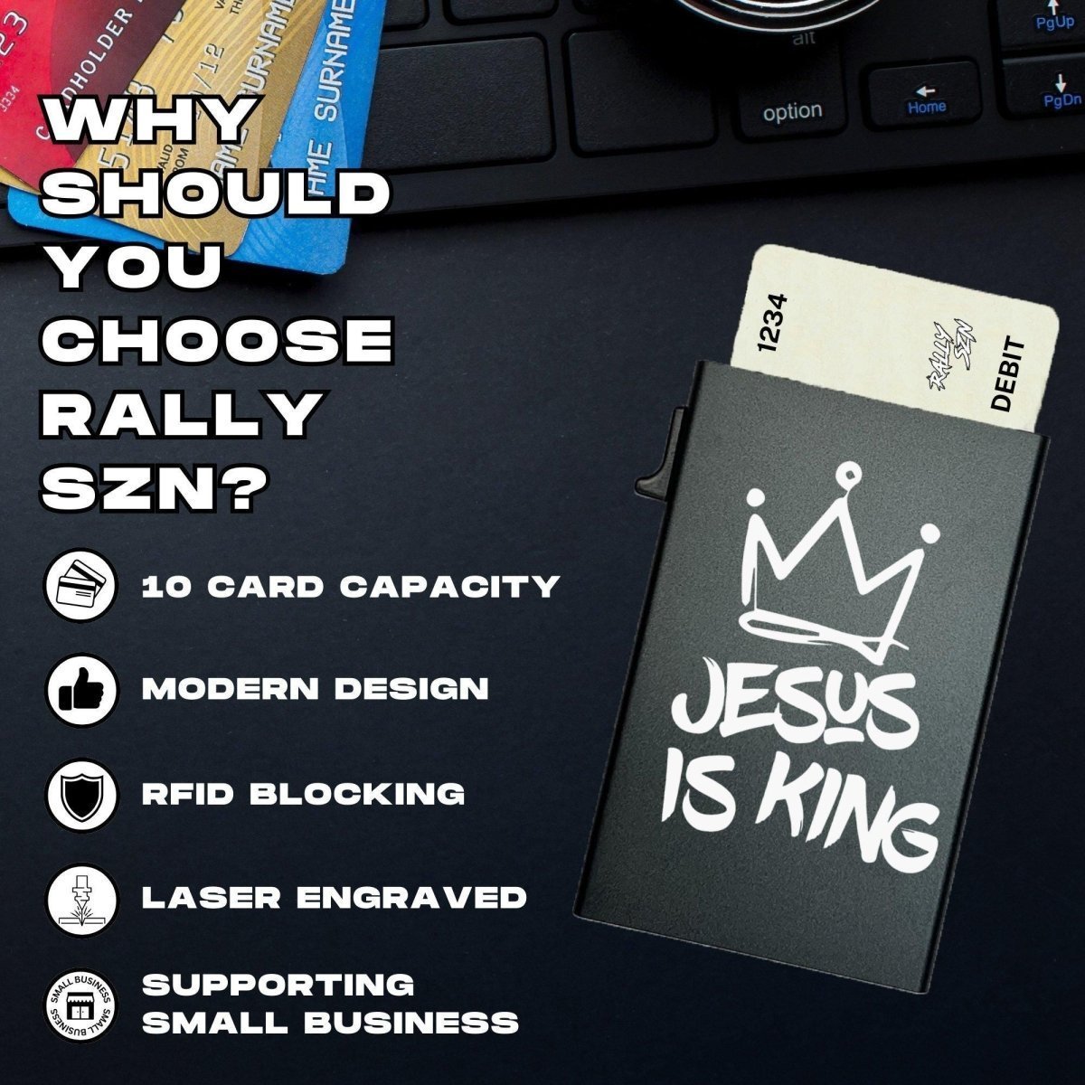 Jesus Is King – RFID Blocking Pop - Up Card Holder Wallet - RallySZN™ Gifts and More!
