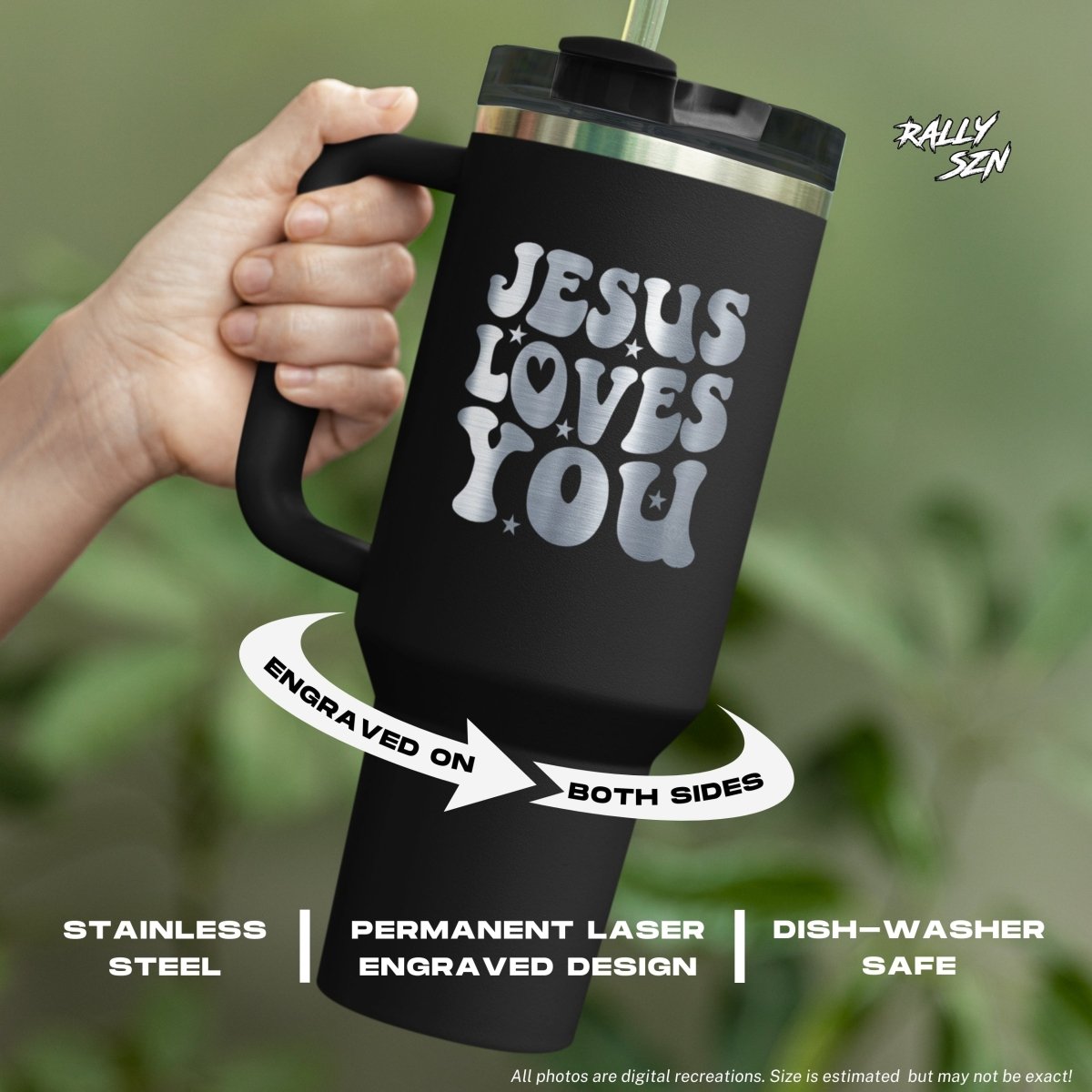 Jesus Loves You – 40 oz Stainless Steel Tumbler with Straw - RallySZN™ Gifts and More!