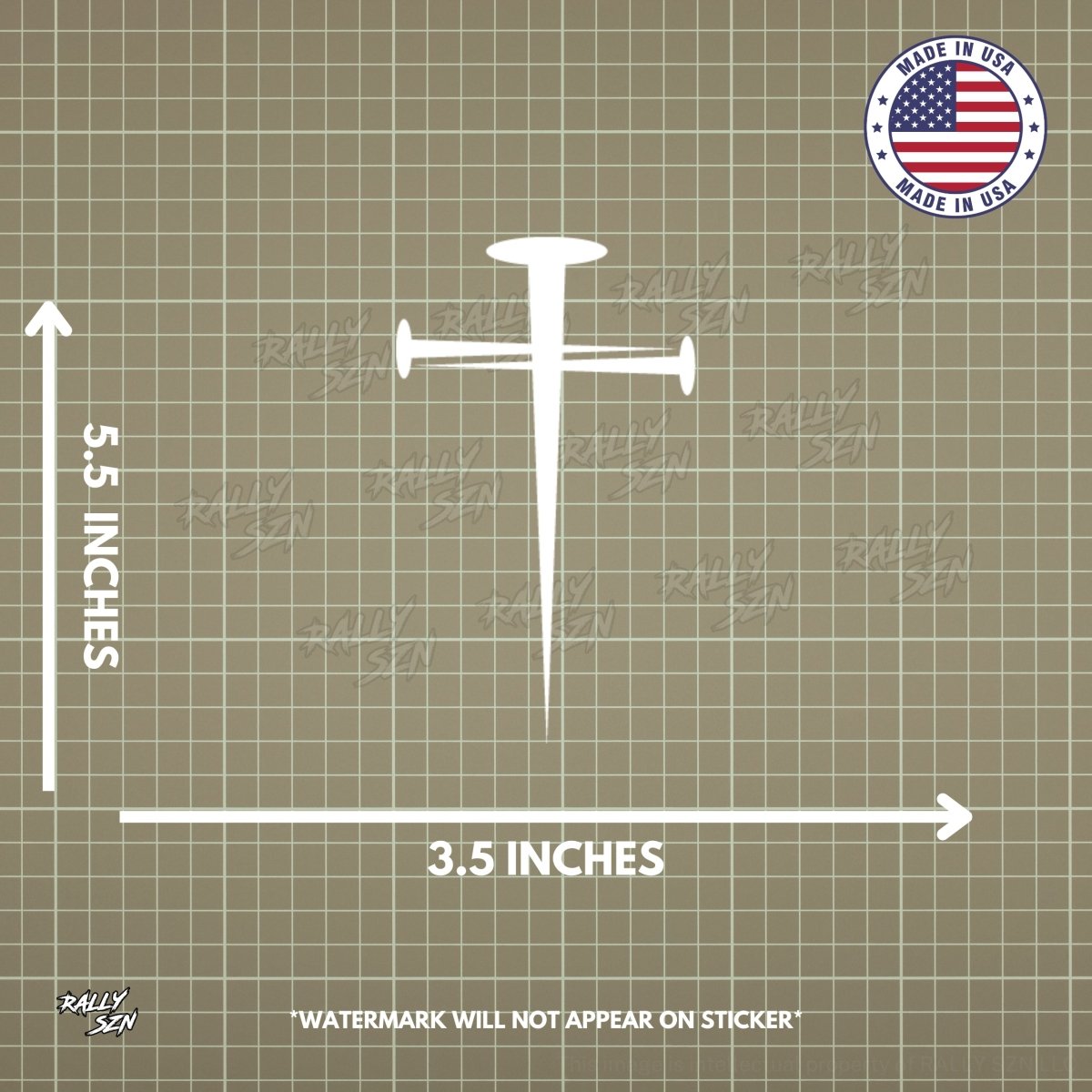 Nail Cross – Christian Car Decal Sticker - RallySZN™ Gifts and More!