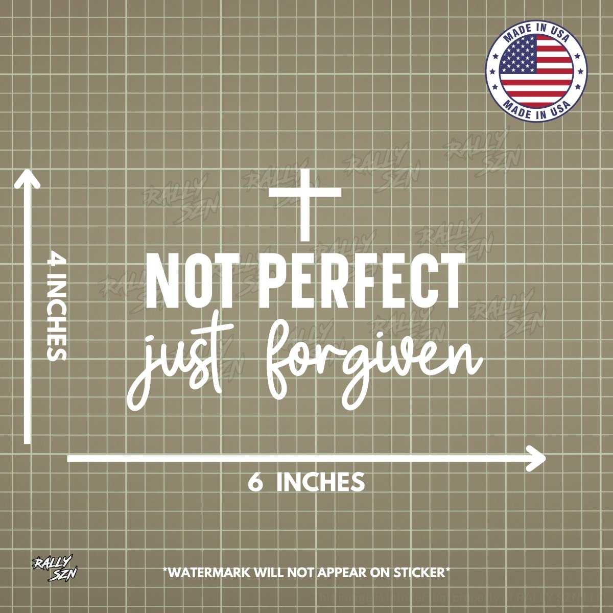 Not Perfect Just Forgiven – Christian Car Decal Sticker - RallySZN™ Gifts and More!