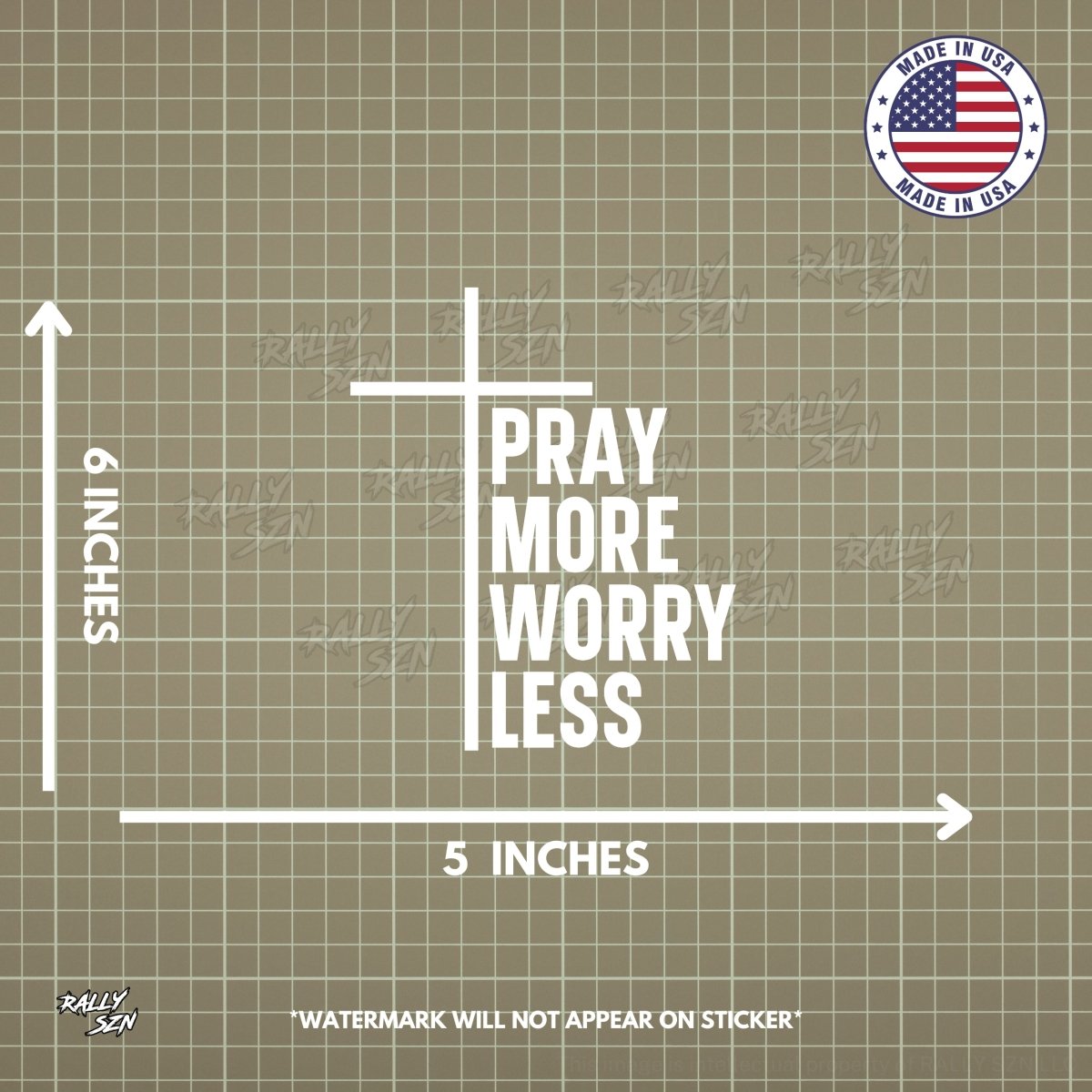 Pray More, Worry Less – Christian Car Decal Sticker - RallySZN™ Gifts and More!