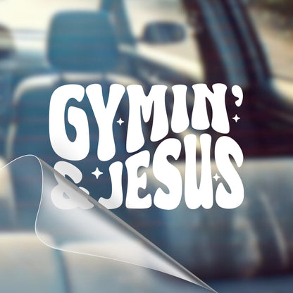 Gymin' and Jesus - Car Decal Vinyl Bumper Sticker - Faith, Hope, Love, Jesus, Bible Verse, Christian Quotes, Church, Cross, Religious, Worship