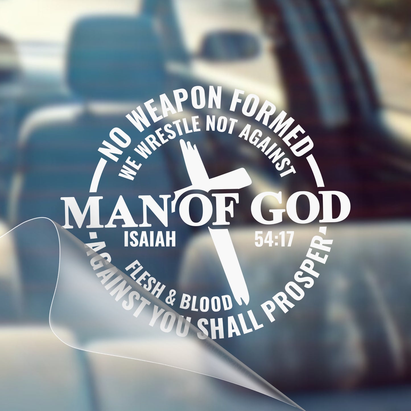 Man of God - Car Decal Vinyl Bumper Sticker - Faith, Hope, Love, Jesus, Bible Verse, Christian Quotes, Church, Cross, Religious, Worship