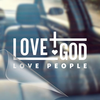 Love God, Love People - Car Decal Vinyl Bumper Sticker - Faith, Hope, Love, Jesus, Bible Verse, Christian Quotes, Church, Cross, Religious