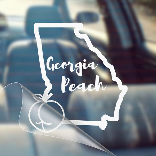 Georgia Booty Peach - Car Decal Vinyl Bumper Sticker - Humor, Laugh, Joke, Sarcastic, Gym Girl, Smile, Comedy, Hilarious, Prank, Funny