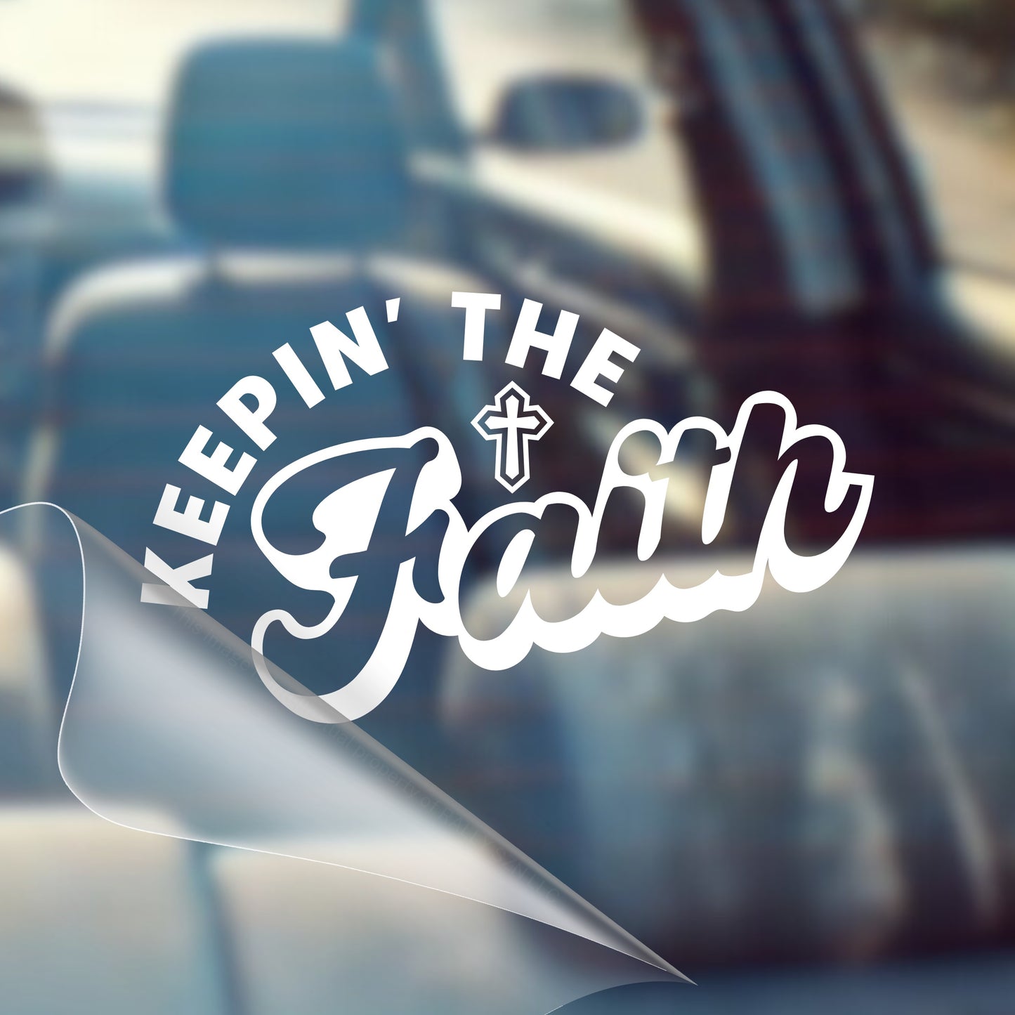 Keeping The Faith - Car Decal Vinyl Bumper Sticker - Faith, Hope, Love, Jesus, Bible Verse, Christian Quotes, Church, Cross, Religious