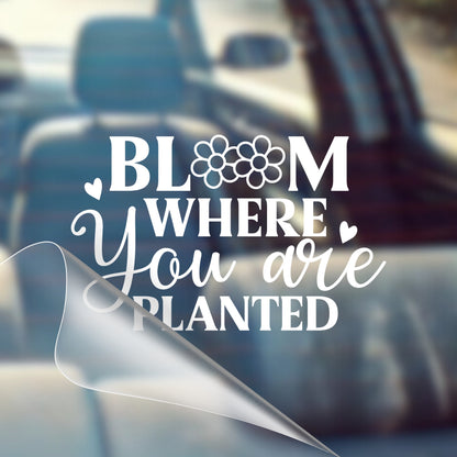 Bloom Where You Are Planted - Car Decal Vinyl Bumper Sticker - Faith, Hope, Love, Jesus, Bible Verse, Christian Quotes, Church, Cross, Religious, Worship