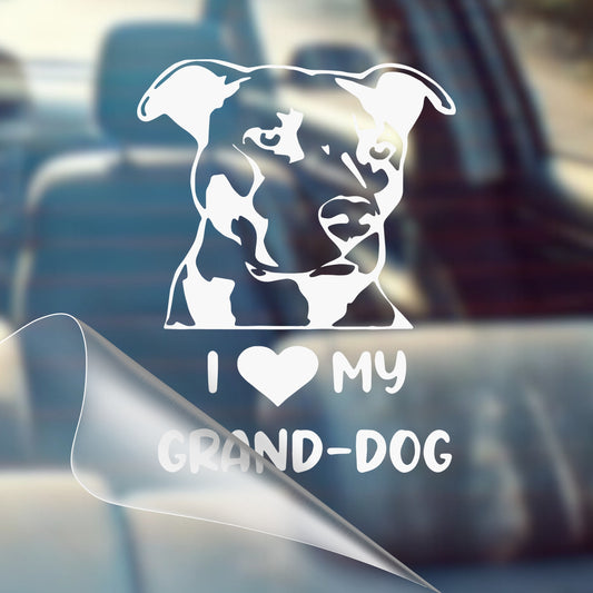 I Love My Grand Dog Pitbull - Dog Lover, Dog Mom, Dog Dad, Paw Print, Animal Rescue, Furry Friends, Pets, Fur Baby