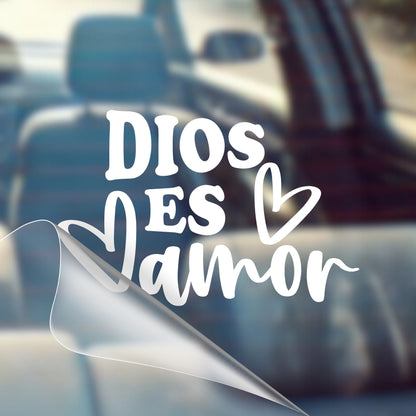 Dios Es Amor - Car Decal Vinyl Bumper Sticker - Faith, Hope, Love, Jesus, Bible Verse, Christian Quotes, Church, Cross, Religious, Worship