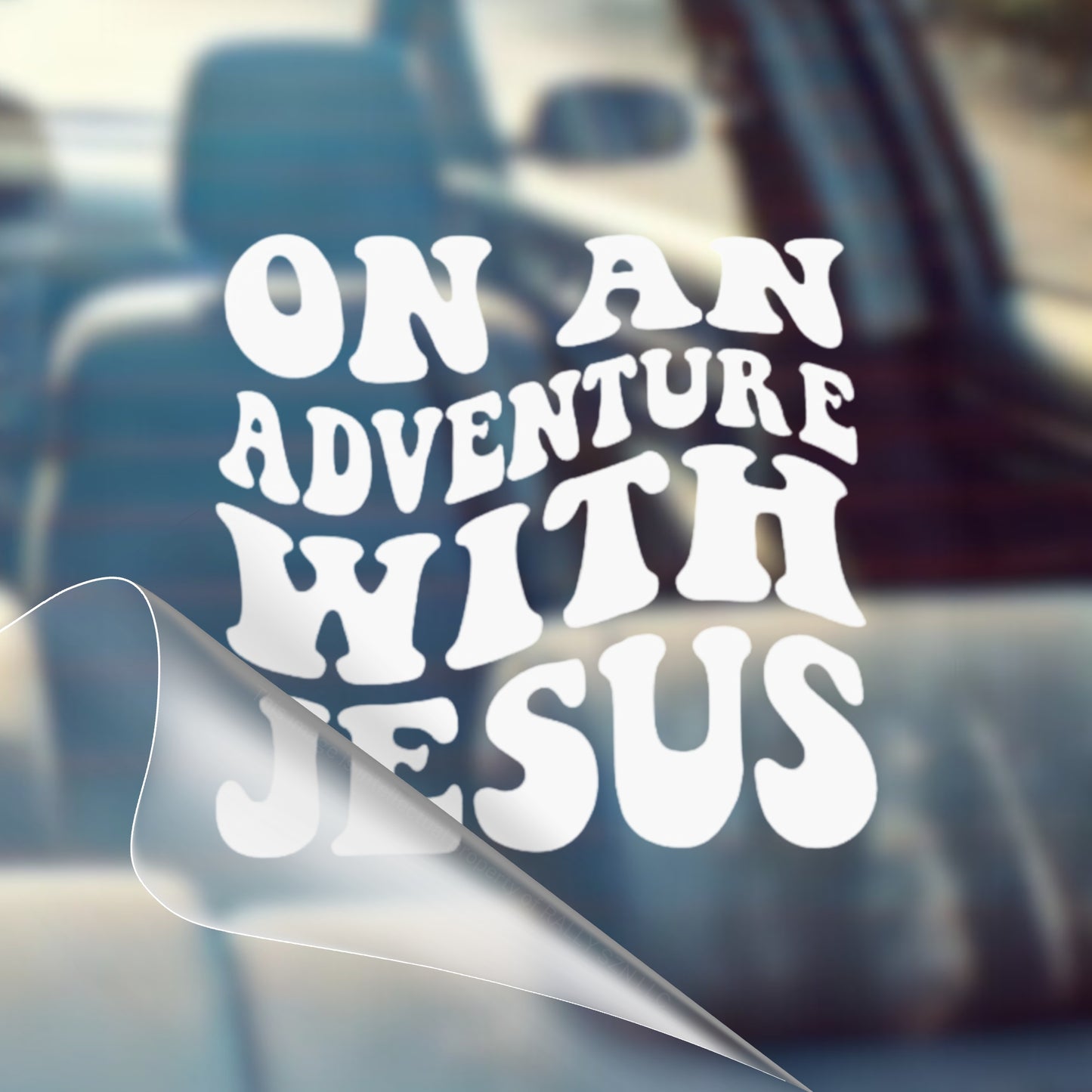 On an Adventure with Jesus - Car Decal Vinyl Bumper Sticker - Faith, Hope, Love, Jesus, Bible Verse, Christian Quotes, Church, Cross, Religious, Worship