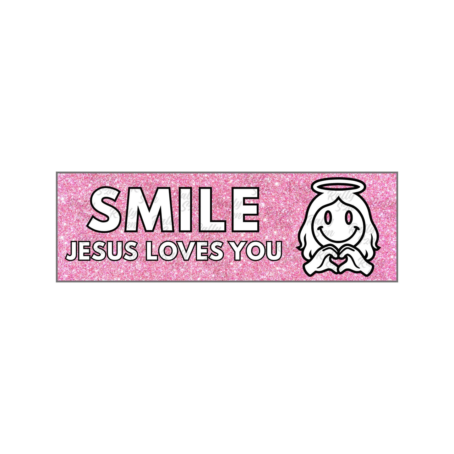 Smile Jesus Loves You (Pink) - Christian Bumper Sticker for Car, Wall, Window, Vehicle, Weather Resistant, UV Laminated
