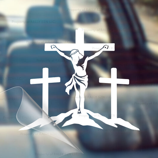 3 Cross Crucifix - Made in the USA - Car Decal
