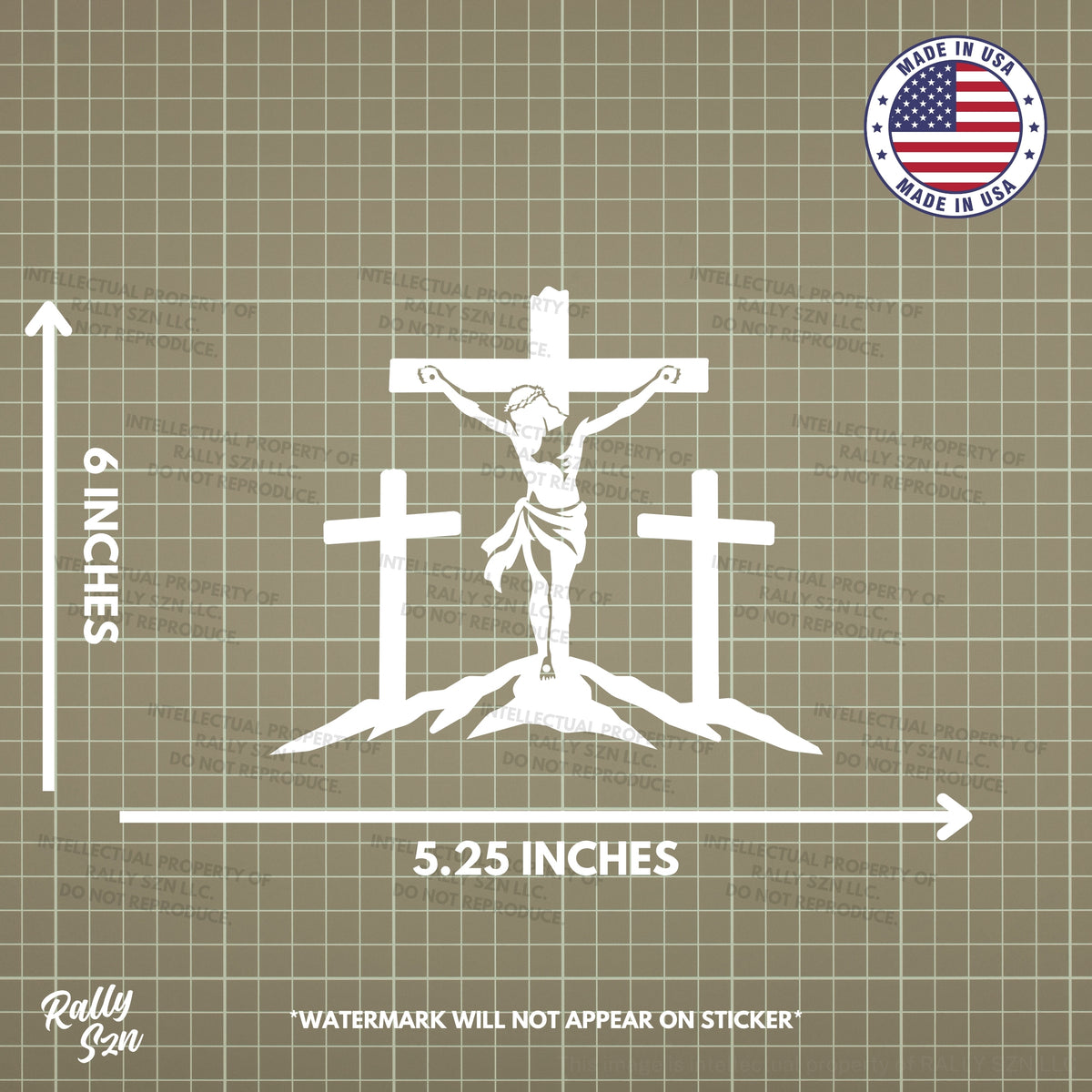 3 Cross Crucifix - Made in the USA - Car Decal