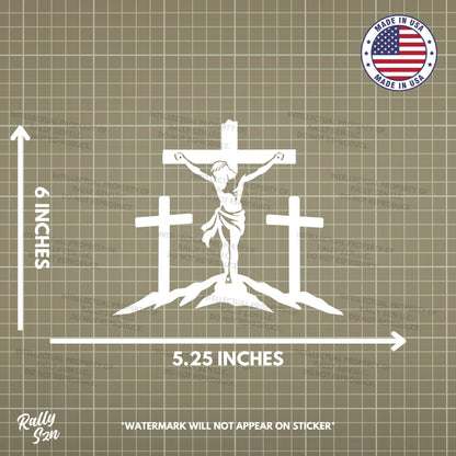 3 Cross Crucifix - Made in the USA - Car Decal