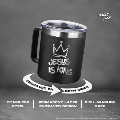 Jesus is King - 14oz Mug With Handle - Christian, Religious, Jesus