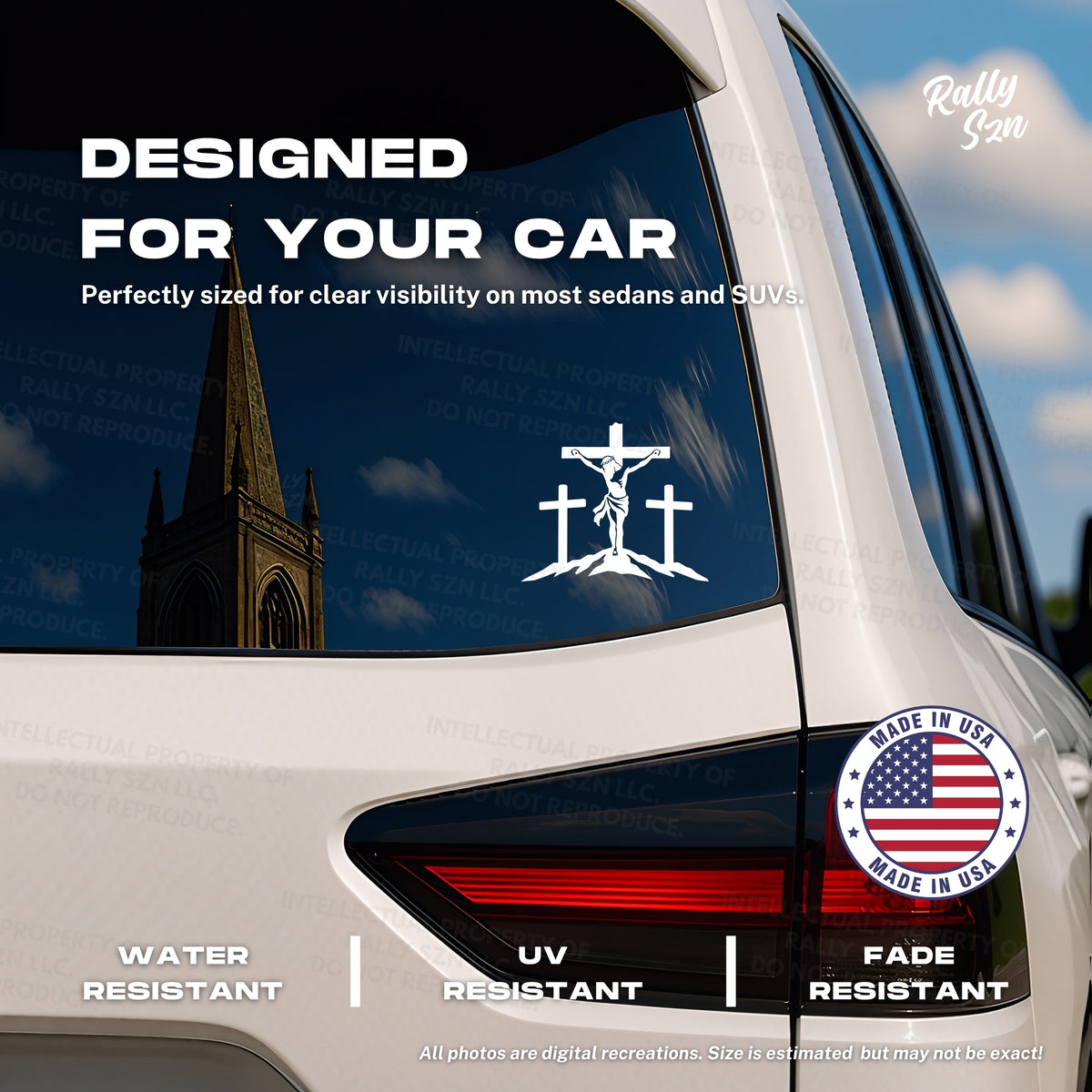 3 Cross Crucifix - Made in the USA - Car Decal