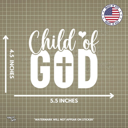 Child of God – Christian Car Decal Sticker - RallySZN™ Gifts and More!