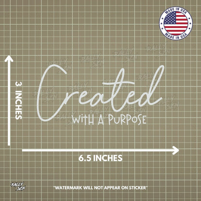 Created With A Purpose – Christian Car Decal Sticker - RallySZN™ Gifts and More!
