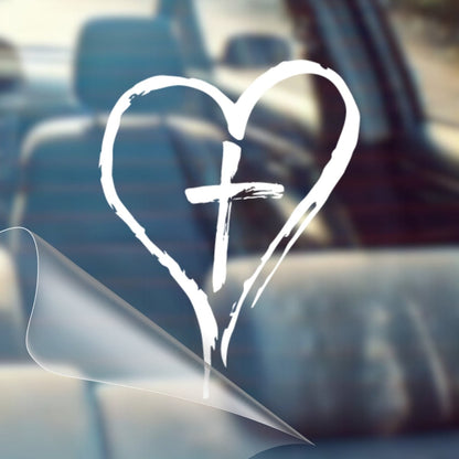 Heart Cross – Christian Car Decal Sticker - RallySZN™ Gifts and More!