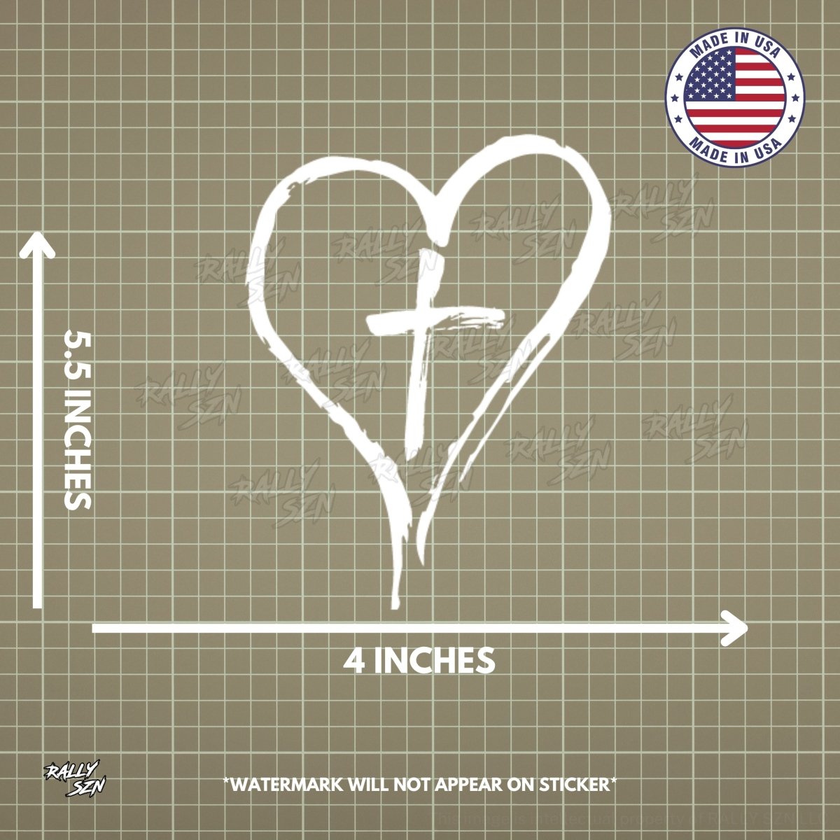 Heart Cross – Christian Car Decal Sticker - RallySZN™ Gifts and More!