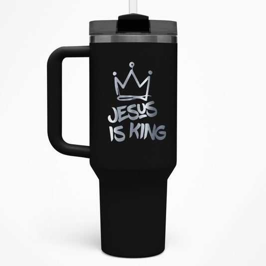 Jesus Is King – 40 oz Stainless Steel Tumbler with Straw - RallySZN™ Gifts and More!