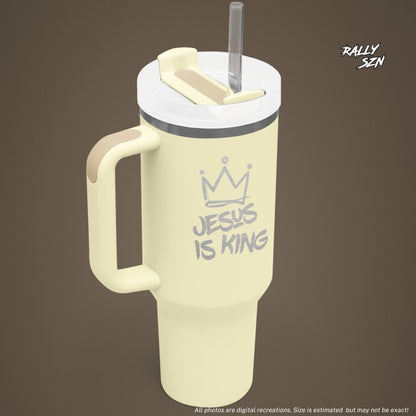 Jesus Is King – 40 oz Stainless Steel Tumbler with Straw - RallySZN™ Gifts and More!