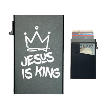 Jesus Is King – RFID Blocking Pop - Up Card Holder Wallet - RallySZN™ Gifts and More!