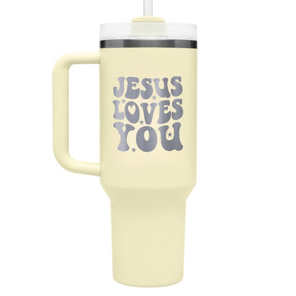 Jesus Loves You – 40 oz Stainless Steel Tumbler with Straw - RallySZN™ Gifts and More!