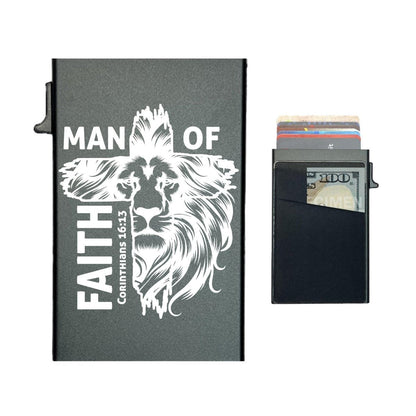 Man of Faith – RFID Blocking Pop - Up Card Holder Wallet - RallySZN™ Gifts and More!