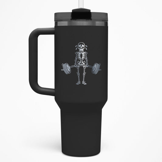 Skeleton Deadlift – 40 oz Stainless Steel Tumbler with Straw - RallySZN™ Gifts and More!